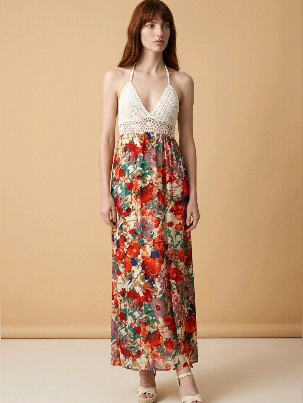 Selfie Couture By Trendology Boho Crochet Maxi Dress Lined Sz M Gorgeous!